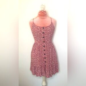 Japna Floral Sundress Burgundy White Women’s Size Small